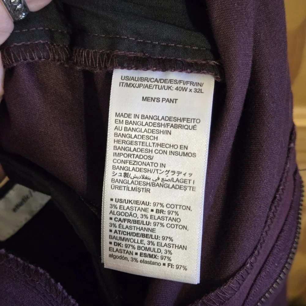 Amazon‎ Essentials Men's Pants Size 40×30 BURGUNDY Flat Front Straight Leg NWT